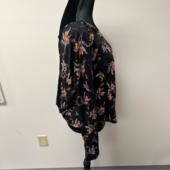Free People Black Floral Blouse with Open Back - Picture 2 of 10